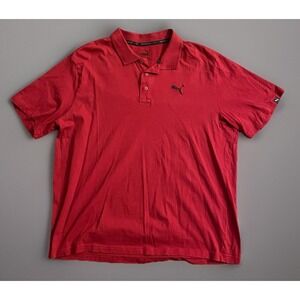 Puma Polo Golf Shirt Mens Red Short Sleeve Shirt Embroidered Logo Size XL JBHS